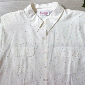 Vintage white polka dot blouse